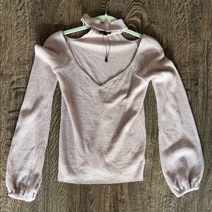 Express Choker V-Neck Light Pink Women's Sweater